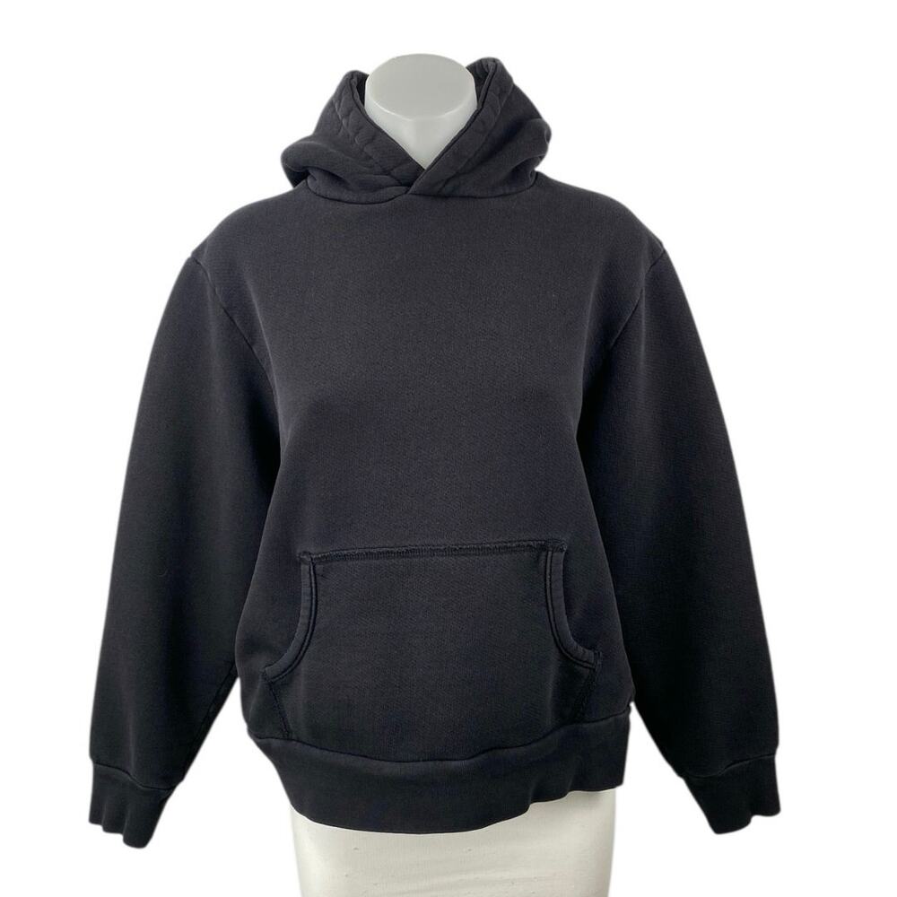 Simon Miller Womens Black Long Sleeve Pocket Hoodie Hooded Sweatshirt Top Size 1